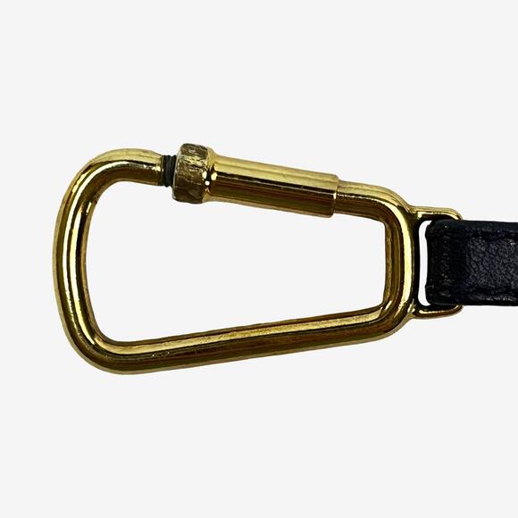 Gucci Navy Enamel Gold Key Ring With Leather Strap Made in Italy Vintage - Picture 5 of 8